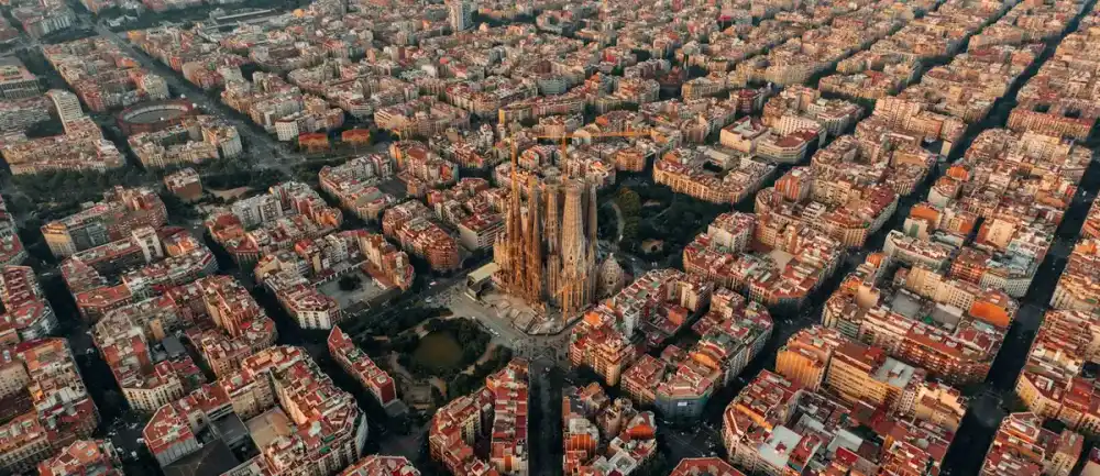 Aerial view of central Barcelona