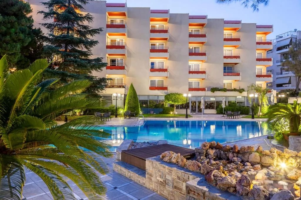 Oasis Hotel Apartments exterior and pool in Glyfada Athens