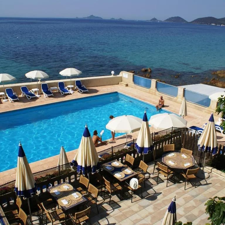Hotel Stella Di Mare beachfront view in Ajaccio, Corsica