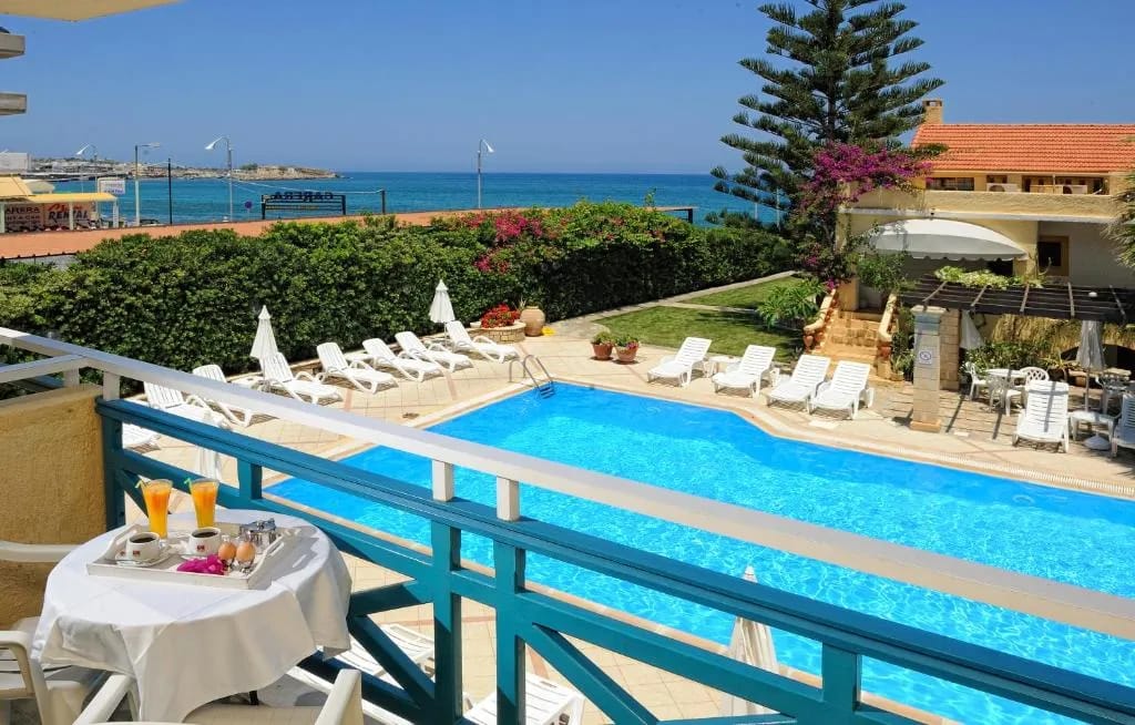Petra Beach Hotel beachfront in Hersonissos, Crete