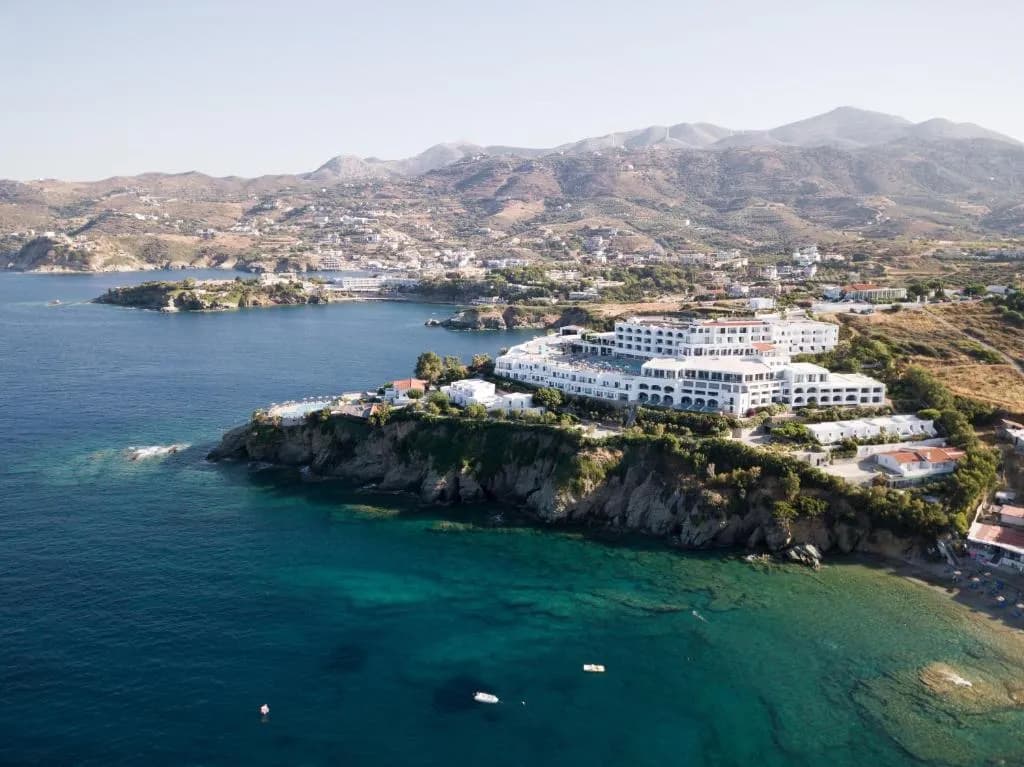 Peninsula Resort & Spa hotel facade in Agia Pelagia, Crete