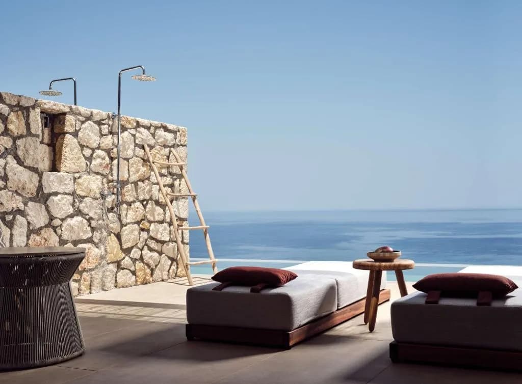 The Royal Senses Resort & Spa Crete, Curio Collection by Hilton hotel facade in Panormos, Rethymno, Crete