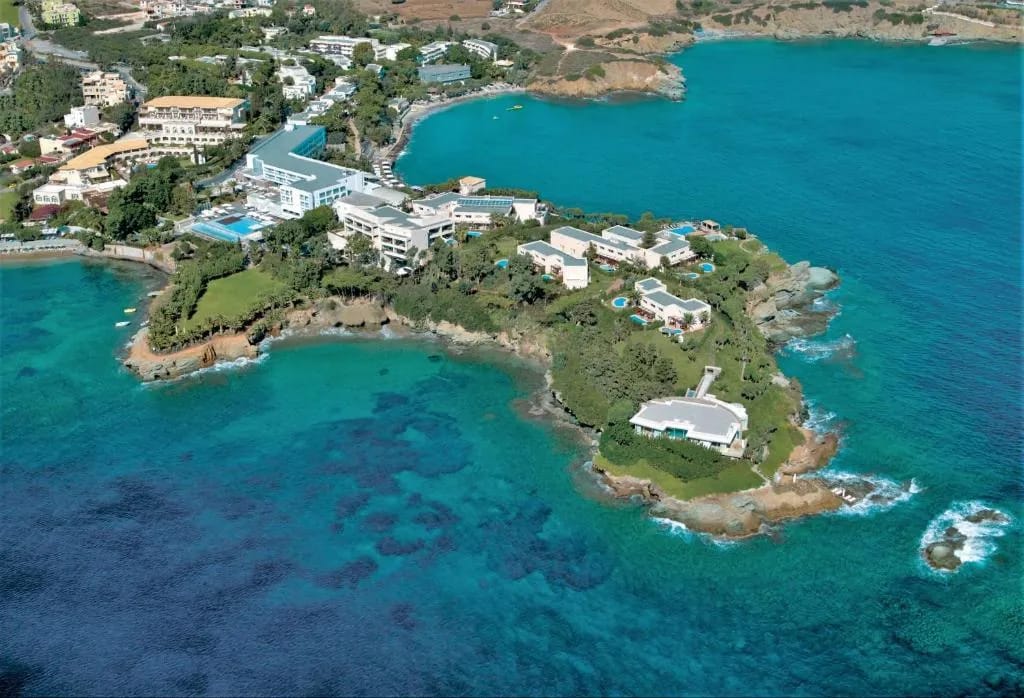 Out Of The Blue Resort & Spa hotel facade in Agia Pelagia, Crete