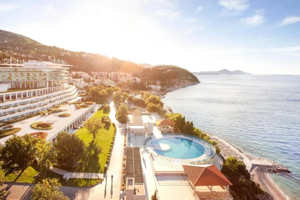 Sun Gardens Dubrovnik resort overview with pools and Adriatic coast