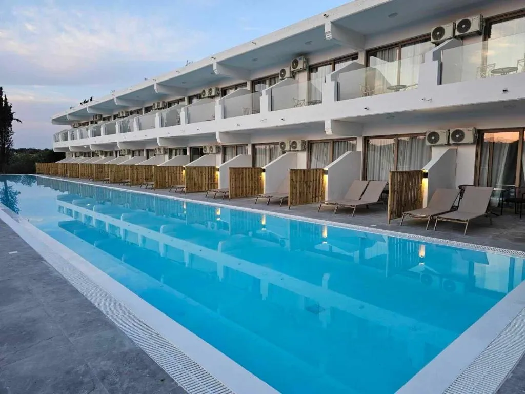 BELVITA Hotel pool area and water slides in Kolymbia, Rhodes