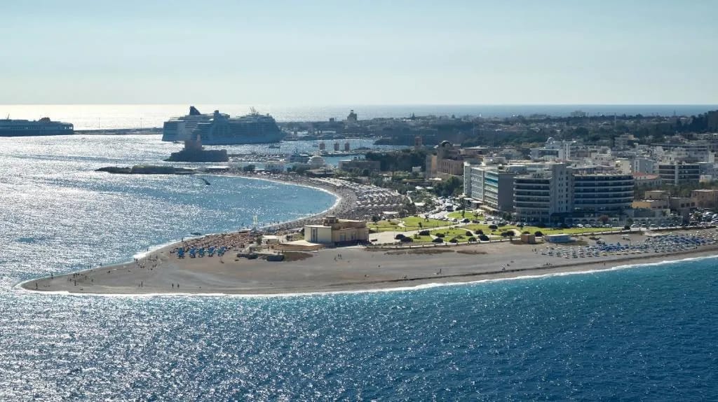 Cactus Hotel pool and beachfront, Rhodes Town