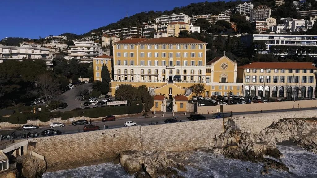 Hotel Le Saint Paul facade and terrace overlooking the Mediterranean, Nice